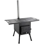 Portable Folding Heating Wood Burning Cooking Stove with Freestanding Outdoor Stainless Steel Chimney,Cold Rolled Steel Material,Outdoor Heating BBQ Stove,Camping Kitchen Utensils