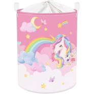 45LKids Collapsible Round Waterproof Laundry Hamper, Baby Laundry Basket Clothes Storage Baskets for Kids Room Decor,Nursery Hamper,Bedroom,Toy Organizer with Handles
