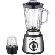 Sokany 2 IN 1 Coffee Grinder And 1.5L Glass Jar Blender 800W High Power Ergonomic Grip Design Easy And Fast Cleaning Multifunctional Food Processor Stainless Steel Blade Cuts Food Quickly Smoothie Maker 6 Leaf Blade Juicer Ice Crusher Extractor -Multicolor