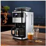 Ambiano Fresh-Aroma-Perfect Superior Drip Coffee Maker With Integrated Grinder and Smart Water Supply 1.5L Glass Coffee Maker, 24 Hour Timer, Keep Warm Plate Stainless Steel, 1050W- Multicolor