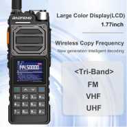 Baofeng UV 25 10W Walkie Talkie Tri-Band Wireless Frequency Copy USB-C Charger Goose Tube Gain Antenna Powerful Long Range Amateur Two Way Radios with Full Kit