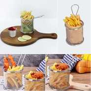 6 Piece Of Hot Fry Baskets, Mini Round Stainless Steel Wire French Fries Mesh Fryer Basket Frying Pan Filter Food Colander Leaking Oil Can Be Screened Surface French Fries Basket Cooking Tool for Table Serving Food Presentation Kitchen Use