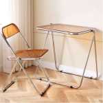 Portable Stackable Folding Tv Acrylic Serving Tray Tables & Chair Set Coffee Side Table And Stool Modern Small Collapsible Compact Writing Desk Table for Living Room,Bed Room,Kitchen Bar,Outdoor,Balcony, Coffee shop,Camping Conference Seat Metal Legs