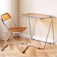 Portable Stackable Folding Tv Acrylic Serving Tray Tables & Chair Set Coffee Side Table And Stool Modern Small Collapsible Compact Writing Desk Table for Living Room,Bed Room,Kitchen Bar,Outdoor,Balcony, Coffee shop,Camping Conference Seat Metal Legs