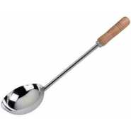 24"Hospitality Chinese Ladle Scoop With Wooden Handle For Hotel,Kitchen, Restaurant Kitchen Curry Server, Soup Server, Milk Laddle, Serving Spoon Tool Set