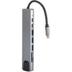 TypeC Interface Hub, Ethernet Adapter USB3.0 TF Memory Cards USB C Female Port for IPad Pro//Type C Devices RJ45 Ethernet Mini SDTF OTG Adapter With 4K HDMI -Silver