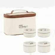 4 Piece Portable Insulated Lunch Boxes Containers With Tableware And Thermal Storage Food Flask, Suitable For School, Office, Picnic, Travel Camping Outdoor And Other Scenes Organization, Kitchen Accessories With Bag