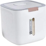 10 Litre Rice Bin Container with Lid Cereal Food Storage Automatic Flip Cover Sealed Plastic Bucket Cereal jar Coffee Container Flour Bean Barrel Moisture Insect Proof Organizer- Multicolor