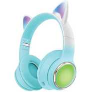 Green Lion GL-400 Kids Wireless Head Phone Bluetooth Gaming Gamer Foldable Cat Headphones with LED Light Up,Wireless Earphone for Children Compatible Smartphone Laptop PC For nline Distant Learning