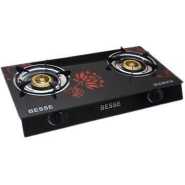 Besse 2 Burner Tempered Glass Work Desk Top Gas Stove Cooker Hot Plate