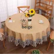 70 Inch Round Table Cloth Lace Tablecloth Wipeable Pastoral Waterproof and Oilproof No-wash Household Lace Pu Leather Table Cover Spillproof Wedding Party Dining Banquet Picnic Kitchen Cross-Border Leather Tabletop Decoration 6 Seater- Multicolor