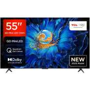 TCL 55 Inch QD-MiniLED QLED UHD 4K Smart Google TV, 55C6KS (2025 Model),  Ultra Slim Design, High HDR, ONKYO 2.1 Hi-Fi System, AiPQ Processor, HDMI, USB, LAN, Optical, Satellite, CI Slot, Youtube, Netflix, Amazon Prime, Inbuilt Free To Air Decoder - Black