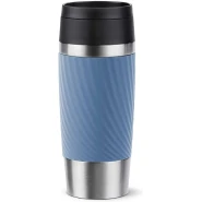 TEFAL Thermal Bottle Travel Mug Twist-Light Blue, Comfort Screw Lid, Quick Press Drinkware, Soft-Touch Sleeve, Travel-Ready, Reusable, 100% Leak-Proof, Keeps Drinks Cold (8 hrs) and Hot (4 hrs), 360° Drinking, N2024510