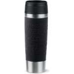 TEFAL Thermal Bottle Travel Mug Classic Black 0.5L, Comfort Screw Lid, Quick Press Drinkware, Soft-Touch Sleeve, Travel-Ready, Reusable, 100% Leak-Proof, Keeps Drinks Cold (12 hrs) and Hot (6 hrs), 360° Drinking, N2022010
