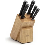 TEFAL Ice Force Block + 5 Knives Ice Hardening, Stainless Steel Blade Kitchen Utensil, High Performance Cutting and Cutting Edge,10 Year Guarantee, K232S574