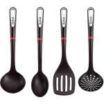 TEFAL Ingenio 5Pc Set of  Spatula, Spoon, Ladle and Spoon, Colander Silver Black Kitchen Utensils, K206S414