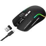 Green Lion Rechargeable Gaming Mouse, Adjustable DPI 1200-2400-3200, ABS Material, 10Meter Operating Range, 7 Control Buttons, Bluetooth Connection (Black)