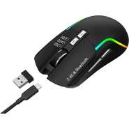 Green Lion Rechargeable Gaming Mouse, Adjustable DPI 1200-2400-3200, ABS Material, 10Meter Operating Range, 7 Control Buttons, Bluetooth Connection (Black)