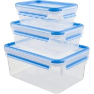 TEFAL Master Seal 3pcs Set - 0.55/1.0/2.3L Set, Plastic Food Storage Container, Keeps Food Fresher for Longer and 100 Percent Leakproof, K3028912