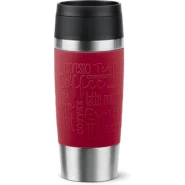 TEFAL Thermal Bottle Travel Mug Classic Red 0.36L, Comfort Screw Lid, Quick Press Drinkware, Soft-Touch Sleeve, Travel-Ready, Reusable, 100% Leak-Proof, Keeps Drinks Cold (8 hrs) and Hot (4 hrs), 360° Drinking, N2020410