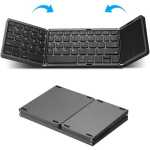 Portable folding keyboard with touchpad, rechargeable and foldable, suitable for travel, compatible with laptops, tablets, smartphones, and Windows iOS Android systems. (BLACK), B089T