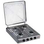 Electro Master 4 Burner Camping Gas Stove for Gas Cooker Bottle PropaneStool Gas Hob Removable Lid- Silver