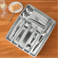 Silverware Drawer Organizer Tray, 6-Slot Large Utensil Flatware Tableware Cultery Drawer Divider, No-Slip Organizer with Non-slip TPR Linings Kitchen Organization Essentials for Kitchen, Office, Bathroom