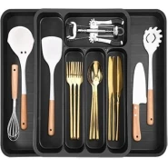 Cutlery Drawer Divider, Expandable Utensil Drawer Organiser Large Kitchen Drawer Organiser Cutlery Trays for Kitchen Drawers Adjustable Silverware and Flatware Holders for Knives Forks