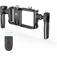 Bafang BFT-02B Universal Phone Cage, Portable Video Rig Kit, Handheld Smartphone Video Rig Stabilizer Bracket Kit with 2 Side Handles, 4 Cold Shoe Mounts Portable Handheld Bracket Dual Handles 4 Cold Shoe Mounts