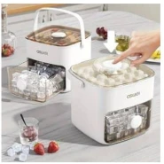 1 set Press Ice Cube Tray with Lid and Bin Ice Trays for Freeze Press to Pop Out With Hand Starp for Freezer Ice Cube Mold with Cover Dual Layers Ice Bucket Kits