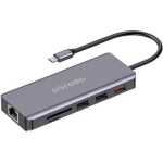 Porodo 9-in-1 USB-C Hub Multiport Adapter with 100W PD, 4K HDMI, Gigabit Ethernet, 3.5mm Audio Jack, SD/MicroSD Card Reader for MacBook, Windows Laptops & Tablets