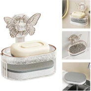Soap Dish Soap Box with Drain Soap Holder Wall Shower Soap Box Soap Dish No Drilling Soap Holder Dish Sink Soap Dishes Wall Mounted Soap Holder Suction Cup