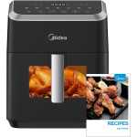Midea Air Fryer 5.5L Capacity, HeatXpress Technology 90% Less Oil, Energy and Time Saver with 7 Presets, Easy-View Window & Light, Non-Stick, Dishwasher Safe Basket, 1800-Watt