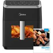 Midea Air Fryer 7.5L Capacity, HeatXpress Technology 90% Less Oil, Energy and Time Saver with 7 Presets, Easy-View Window & Light, Non-Stick, Dishwasher Safe Basket, 1800-Watt
