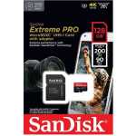 Sandisk Extreme Pro 128GB MicroSDXC UHS-I, 200MB/s Read, 90MB/s Write Memory Card With Adapter 128 GB