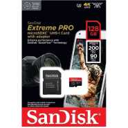 Sandisk Extreme Pro 128GB MicroSDXC UHS-I, 200MB/s Read, 90MB/s Write Memory Card With Adapter 128 GB