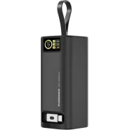 Porodo 20000mAh 130W Power Bank with 1 Meter Retractable Type-C Cable / PD 100W Rapid Charging / Input/Output / Info Display / Laptop Charger - Black