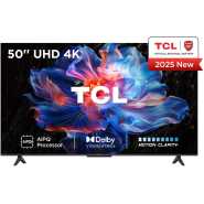 TCL 50 Inch UHD 4K HDR Google TV 50V6C; (2025 Model),120Hz Refresh Rate, Smart Android LED TV, AiPQ Processor, Works With Alexa, HDR10+, Motion Clarity, UniBody Design, Bluetooth, Youtube, Netflix, Prime Video, Google Play, Chromecast Built-In, With Inbuilt Free To Air Decoder - Black