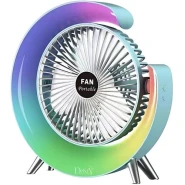 Desktop 5-Light Mini Fan with LED Lighting Rechargeable Fan with Less Vibration, 180° Rotate USB Charging Fan with Longer Battery Life 3 Fan Speed & RGB Light High Speed Table Fan Personal Portable Fan -visl