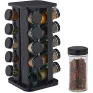 Countertop Spice Carousel, Rotatable Spice Rack Stainless Steel Spice Storage Stand With Spreading Cap Round Spice Rack (20 Spice glass Jars) Drawer Organiser