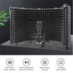Foldable Adjustable Sound Absorbing Vocal Recording Panel Portable Isolation Microphone Shield Sound-proof Plate Isolation Shield, Noise Reduction, Spray Prevention, Acoustic Panels Mic Shield Soundproof Cover for Recording Studio,Singing (3 panel)