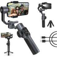 Zhiyun Smooth 5S Phone Gimbal, 3-Axis Smartphone Stabilizer with Built-in Fill Light, AI Face Tracking for iPhone and Android, YouTube TikTok Video, Gray