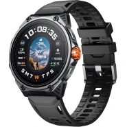 Powerology Alfa Urban Sports GPS Smart Watch with 1.43-inch AMOLED Display, 22mm Strap Size, 480mAh Battery Capacity, Up to 5 Days Battery Life, 2.5 Hours Charging Time, 5ATM Water Resistance Level, Bluetooth Version 5.4, Panda Glass, 100+ Workout Modes - Black