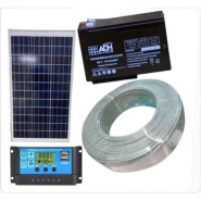 50W Solar Panel Kit + 24AH Solar Battery + 10AH Controller, 50M Cable Roll -Black