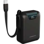 Powerology York 20000mAh Power Bank with Built-in USB-C Cable / 22.5W QC & 18W PD Fast Charger / Powerbank 20000 mAh with Digital Display / Compact Portable Charger for iPhone 16/15/14/13, S25/S24/S23, Xiaomi, Redmi - Black