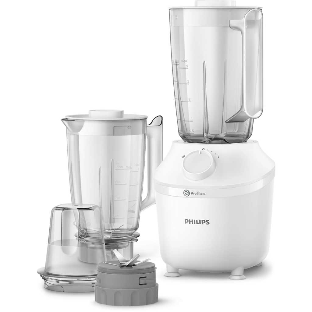 Philips 3000 Series ProBlend System Blender with Mill, 1.9L Jar+ Additional Jar - HR2041/50, 450W, White