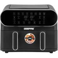 GEEPAS 11L Digital Air Fryer With 5.5L Dual Baskets With Separator| With Vortex Air Frying Technology| Digital Display, Multiple Function, Dehydrate, Keep Warm, Broil, Others 1-60 Min Timer| Ideal For Fries, Steak, Chicken, Cake, Meat, Bread 11 L 1700 W GAF37532 Grey