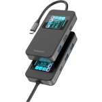 Porodo USB Hub 6-IN-1, Smart Digital Display, USB C With 100W PD Charging, 5Gbps USB 3.0, HDMI 4K60Hz, High Speed Data Transfer,Compatible with iPhone/Laptop/Desktop PC/MacBook/Smart TV