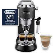 De'Longhi Dedica Pump Espresso Manual Coffee Machine | Cappuccino, Latte Macchiato With Milk Frother | Thermo Block Heating System For Accurate Temperature | Easy To Clean | 1.1 L 1450 W EC685.BK Black/Silver