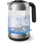 Philips Glass Kettle Series 5000-2200W, 1.7L, Blue Light Indicator, Removable lid, Metal/Transparent - HD9339/81